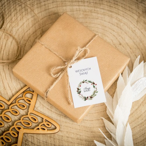 Świąteczne bileciki z logo ze świątecznym wiankiem