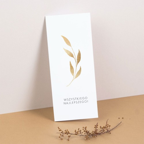 Kartka urodzinowa z logo dla pracowników ze złotymi kwiatami