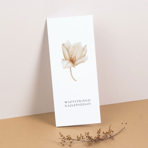 Kartka urodzinowa z logo dla pracowników z pięknym kwiatem