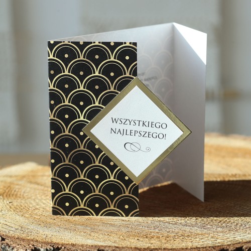 Nowoczesna kartka urodzinowa z logo dla pracowników czarno-złota