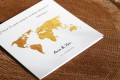 Zaproszenie ślubne drukowane z motywem złotej mapy świata