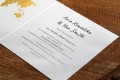 Zaproszenie ślubne drukowane z motywem złotej mapy świata