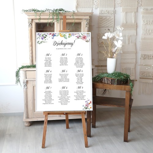 Duży plan stołów weselnych