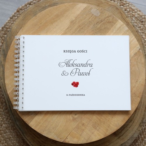 Księga gości klasyczna lub z ankietami - wzór z czerwonymi kwiatami