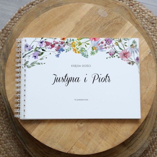 Księga gości klasyczna lub z ankietami - wzór z polnymi kwiatami