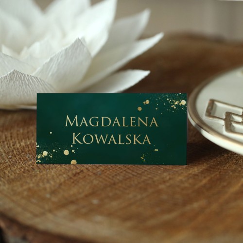 Złoto-szmaragdowe winietki na urodziny