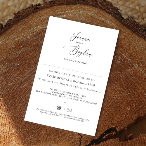 Zaproszenia ślubne minimalistyczne