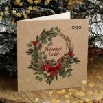 Eko kartki firmowe na Boże Narodzenie z wiankiem - 14,5 x 14,5 cm