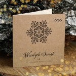 Eko kartki firmowe na Boże Narodzenie ze śnieżynką - 14,5 x 14,5 cm