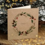 Eko kartki firmowe na Boże Narodzenie z świątecznym wiankiem - 14,5 x 14,5 cm