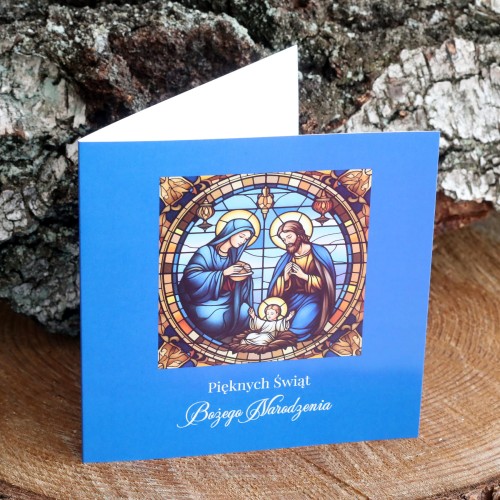 Granatowe Kartki Firmowe - Święta Rodzina - 14,5x14,5 cm