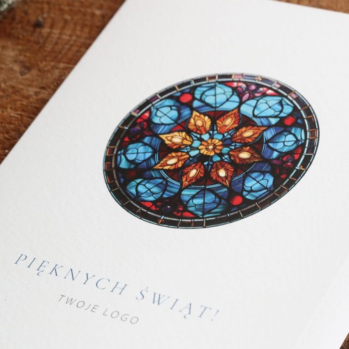 Granatowe świąteczne kartki firmowe - 12x17 cm