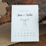 Zaproszenie jednokartkowe z liliową wstążką - Nasz Wielki Dzień