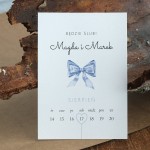 Zaproszenie jednokartkowe z niebieską wstążką - Data z Kalendarza