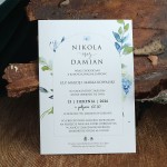 Zaproszenie jednokartkowe z niebieską hortensją 12x17