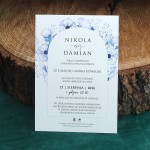 Zaproszenie jednokartkowe z niebieskim wianuszkiem 12x17