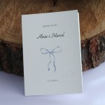 Zaproszenia ślubne z błękitną wstążeczką otwierane 12x17 cm