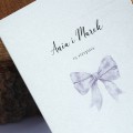 Zaproszenia ślubne z liliową wstążeczką otwierane 12x17 cm