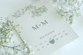 Zaproszenia ślubne z zieloną gipsówką