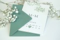 Zaproszenia ślubne z zieloną gipsówką