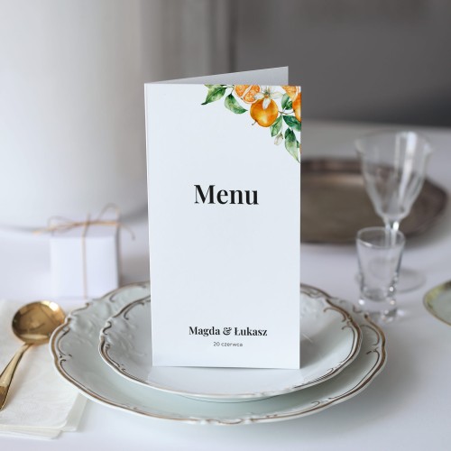 Karta menu z pomarańczami