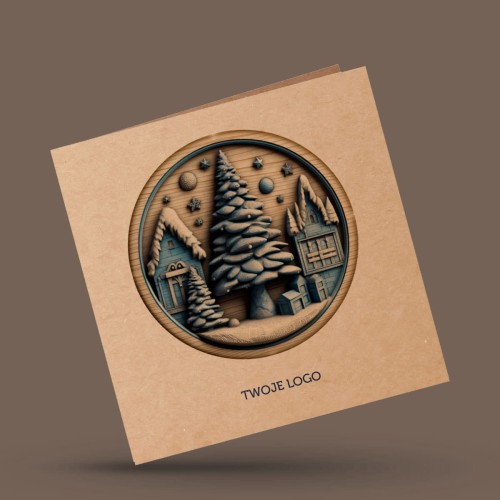 Eko kartki firmowe na Boże Narodzenie z zimowym motywem - 14,5 x 14,5 cm