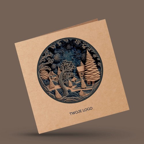 Eko kartki firmowe na Boże Narodzenie z zimowym motywem - 14,5 x 14,5 cm