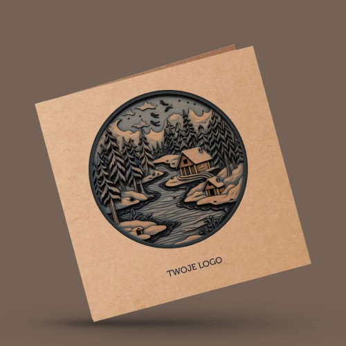 Eko kartki firmowe na Boże Narodzenie z zimowym motywem - 14,5 x 14,5 cm