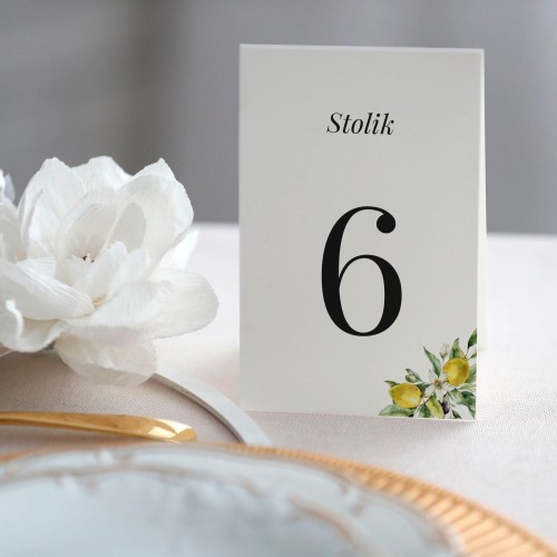 Numerki na stół z cytrynami