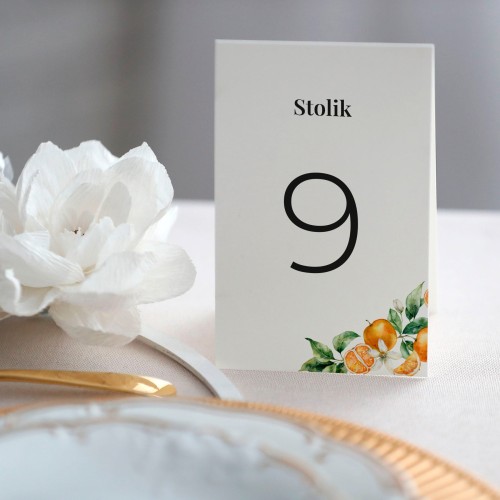 Numerki na stół z pomarańczami