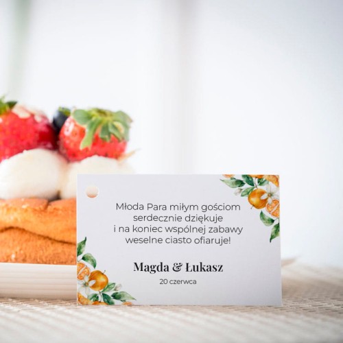 Karteczki do ciasta weselnego z pomarańczami