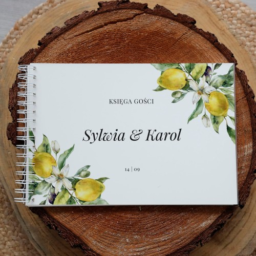 Księga gości na przyjęcie weselne z cytrynami
