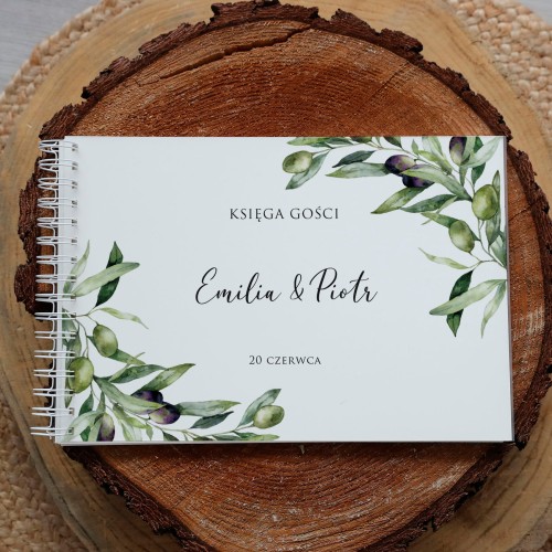 Księga gości na przyjęcie weselne z gałązkami oliwnymi