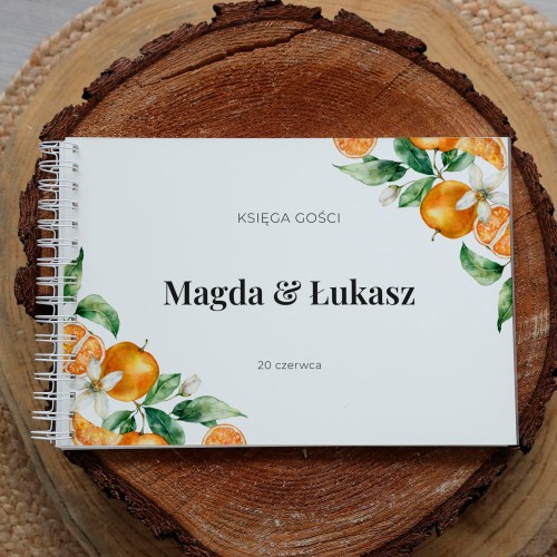 Księga gości na przyjęcie weselne z pomarańczami