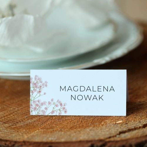 Winietki z różową gipsówką