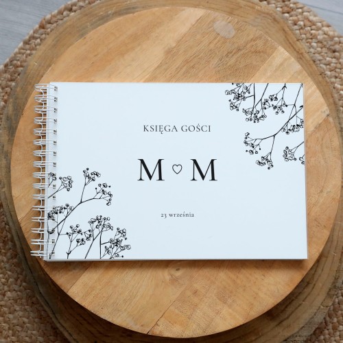 Księga gości klasyczna lub z ankietami - wzór z rysowaną gipsówką