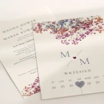 Zaproszenia ślubne dwie karty z kolorową gipsówką