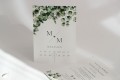 Zaproszenia ślubne dwie karty z liśćmi eukaliptusa
