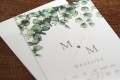 Zaproszenia ślubne dwie karty z liśćmi eukaliptusa