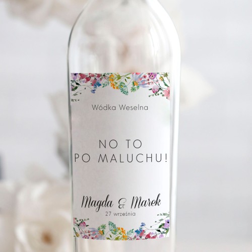 Weselne naklejki na butelkę