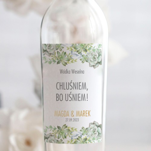 Weselne naklejki na butelkę