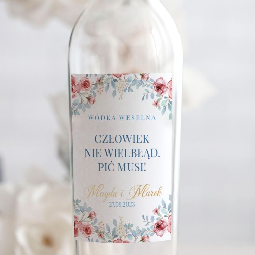 Weselne naklejki na butelkę