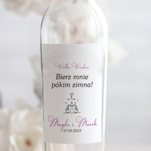 Weselne naklejki na butelkę