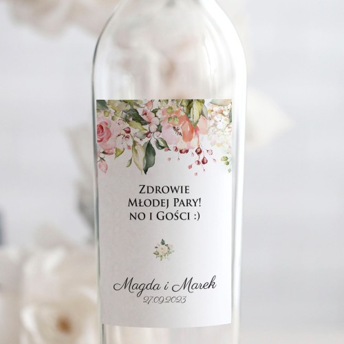 Weselne naklejki na butelkę