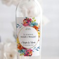 Weselne naklejki na butelkę wielokolorowy motyw kwiatowy