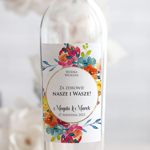 Weselne naklejki na butelkę