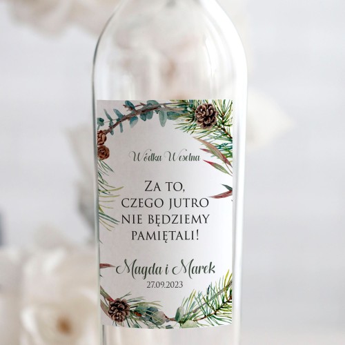 Weselne naklejki na butelkę
