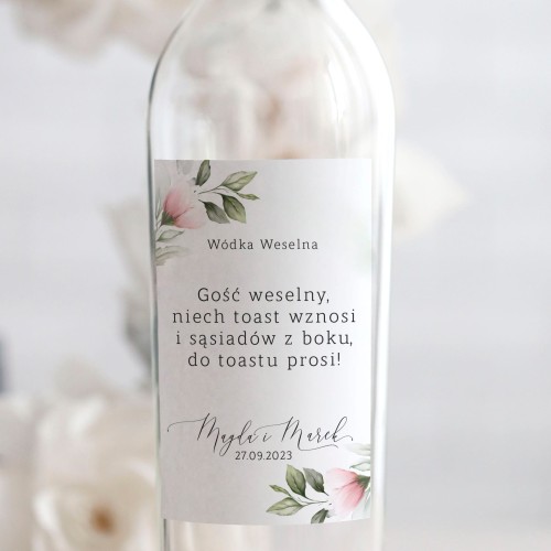 Weselne naklejki na butelkę