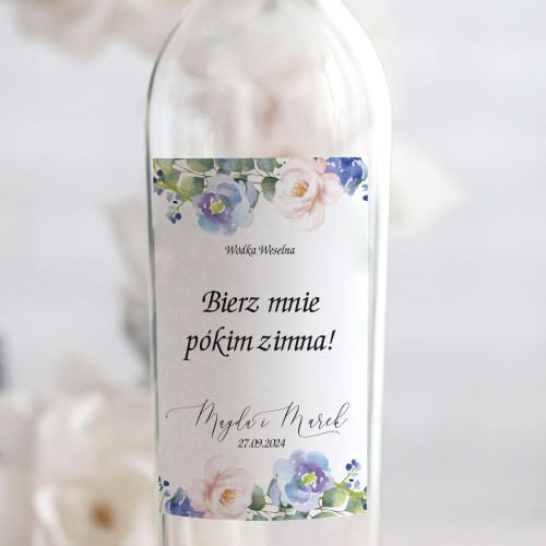 Weselne naklejki na butelkę