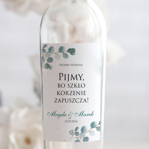 Weselne naklejki na butelkę